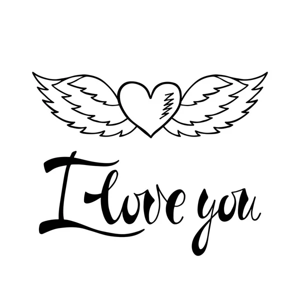 Love you romantic hand drawn lettering text with doodle drawings. 8048885  Vector Art at Vecteezy