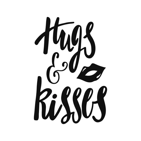 Hugs and kisses.  Romantic handwritten phrase — Stock Vector