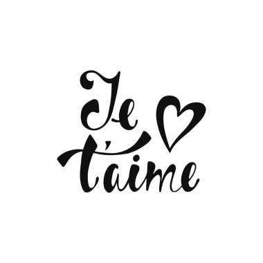 Je t'aime. Romantik el yazısı ifade