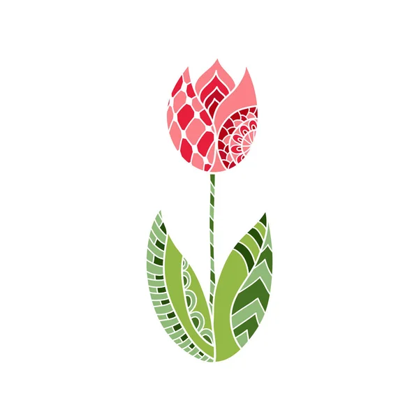 Flor de tulipán ornamental dibujada a mano — Vector de stock