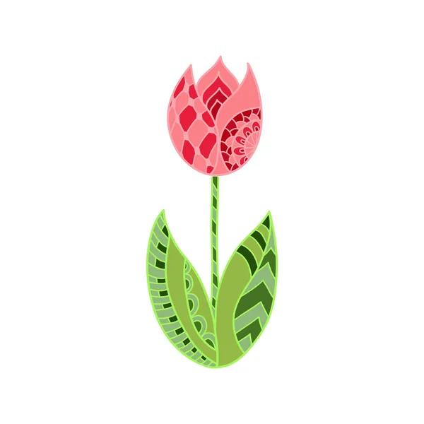 Flor de tulipán ornamental dibujada a mano — Archivo Imágenes Vectoriales