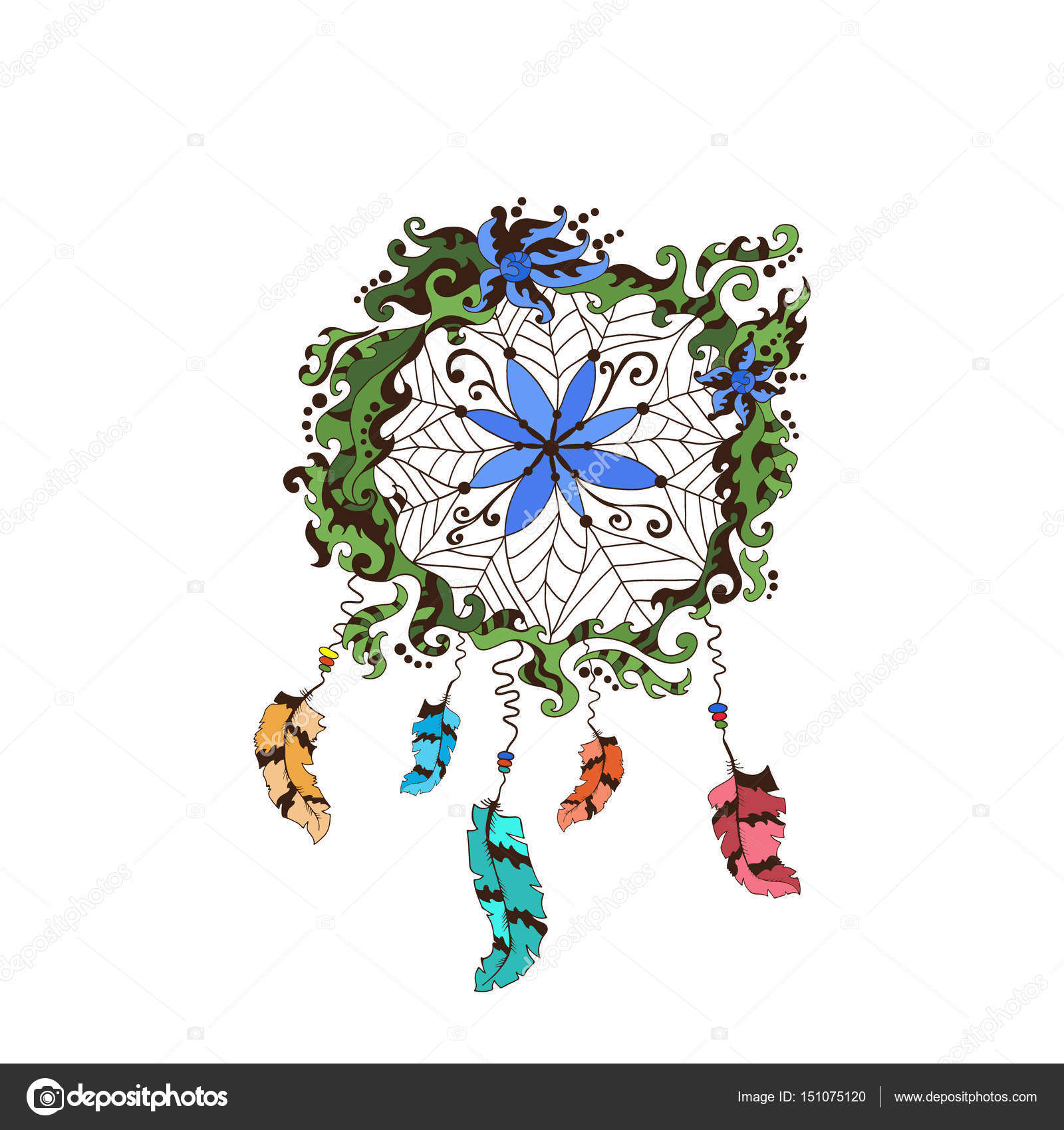 Aztec dream catcher icon outline vector. Tribal feather, Stock vector