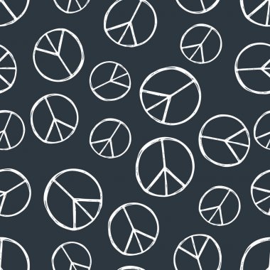 El ile Seamless Modeli hippi barış sembolü çizilmiş. Hippi Pasifik işareti.