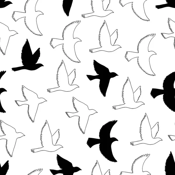 Aves voladoras patrón sin costura . — Vector de stock