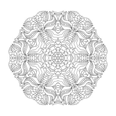 Çiçek mandala. Desen kitap vektör boyama için.