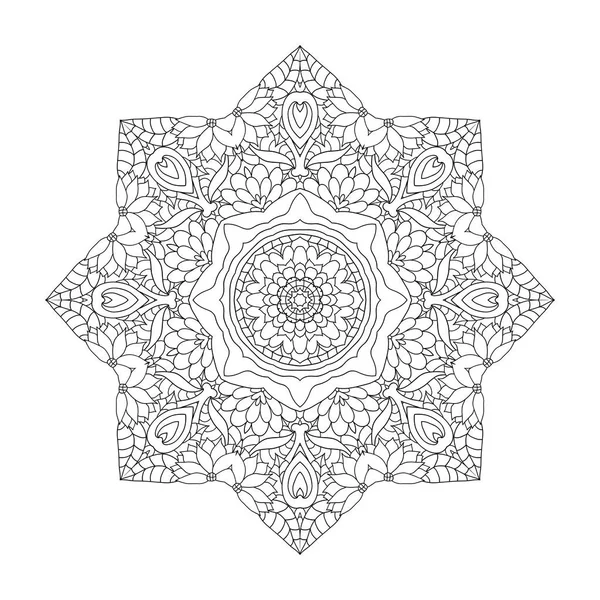 Bloemen mandala. Patroon van het boek in vector kleurplaten. — Stockvector