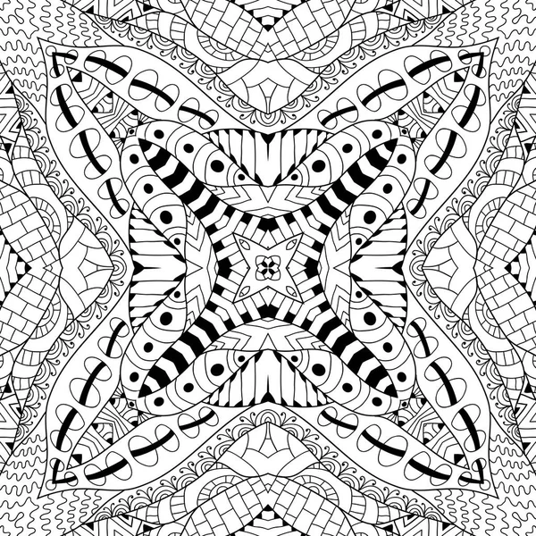Schwarz-weißer Konturhintergrund. ornamentale ethnische Muster. — Stockvektor