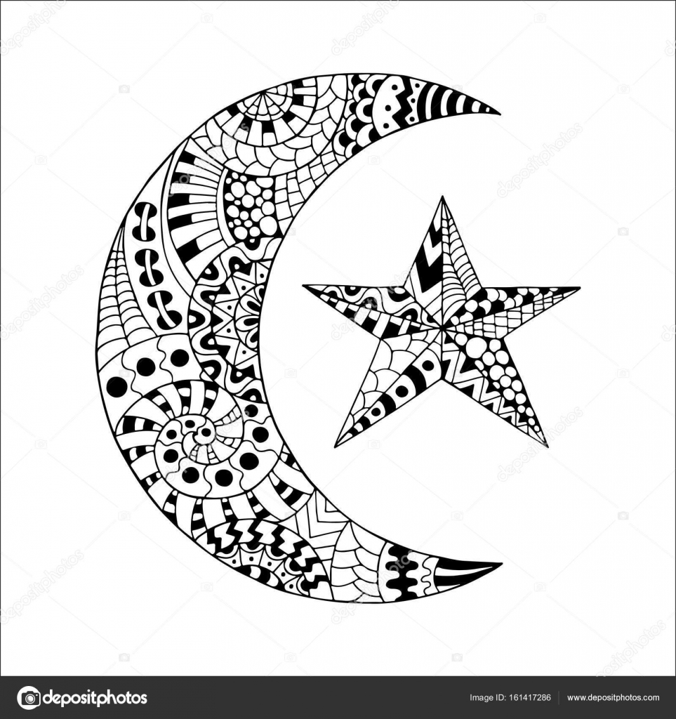 La Main Dessinée Nouvelle Lune Et étoile Pour Anti Page à