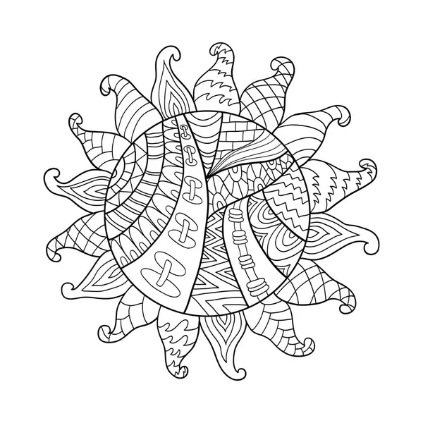 Zentangle 太陽のベクトル シンボル。太陽の落書きは部族の飾り. — ストックベクタ