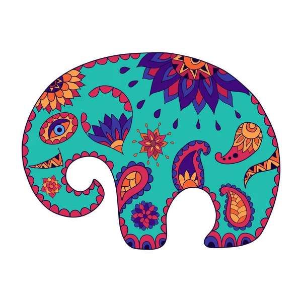 Ręcznie rysowane stylizowane kreskówka słoniątka dla dorosłych anty stres barwienia strona. Kolorowe wariant. — Wektor stockowy