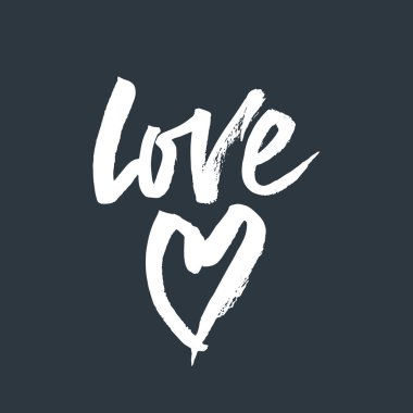 Yazı seviyorum. Kalp ile aşk hakkında romantik el yazısı ifade.