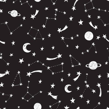 Stilize gece gökyüzü seamless modeli.