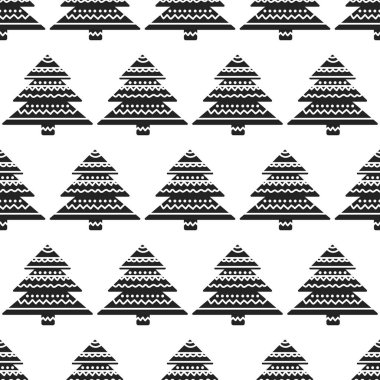 Noel süs ağaçları ile arka plan. Tatil tek renkli seamless modeli.