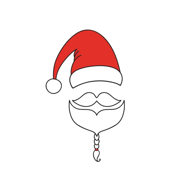 Icono de línea de Santa Claus. Sombrero, bigote y barba. Diseño de vacaciones ornamentales. Ilustración vectorial EPS10 — Archivo Imágenes Vectoriales