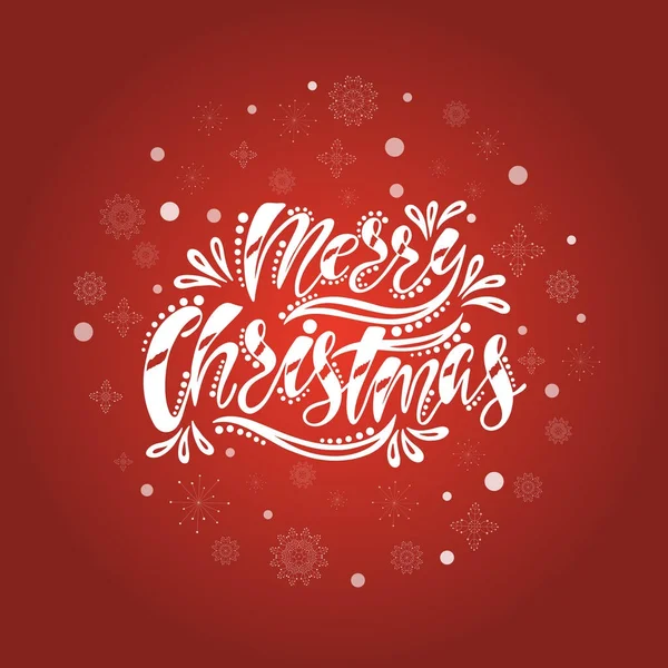 God Jul. Handritad kalligrafi text. Semester typografi design. Christmas gratulationskort med snöflingor. — Stock vektor