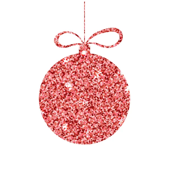 Red christmas ball. Glitter sphere with metallic effect. Sparkle decorative template.  Holiday design. Vector illustration — Stock Vector