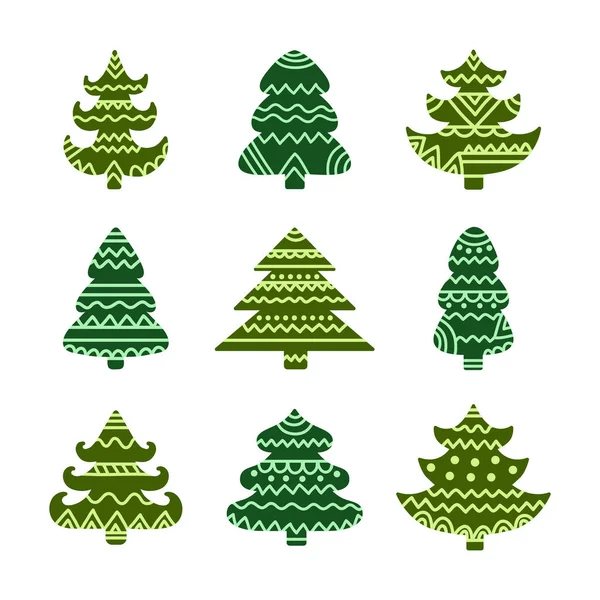 クリスマス ツリー セットです。休日部族デザイン要素です。ベクトル図 Eps10 — ストックベクタ
