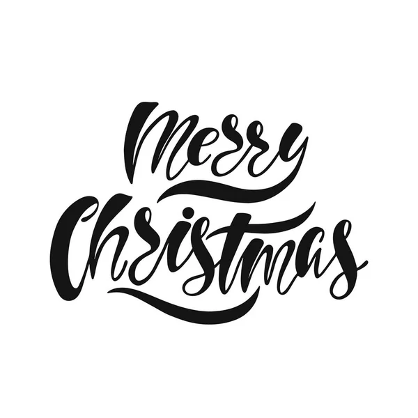 God Jul. Handritad kalligrafi text. Semester typografi design. Svart och vit jul gratulationskort. — Stock vektor