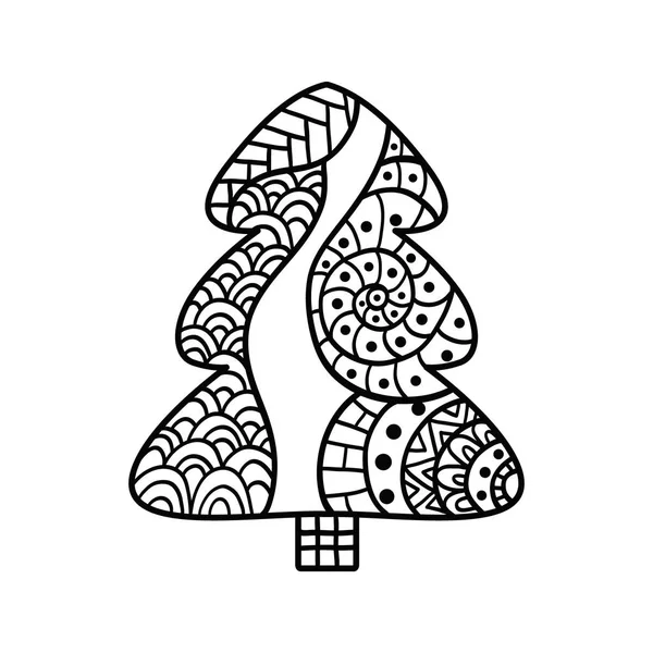 Tarjeta de Navidad en estilo zentangle para adultos anti estrés . — Archivo Imágenes Vectoriales