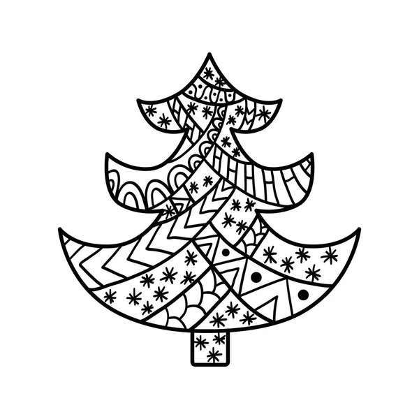 Carte de Noël en style zentangle pour adulte anti stress . — Image vectorielle