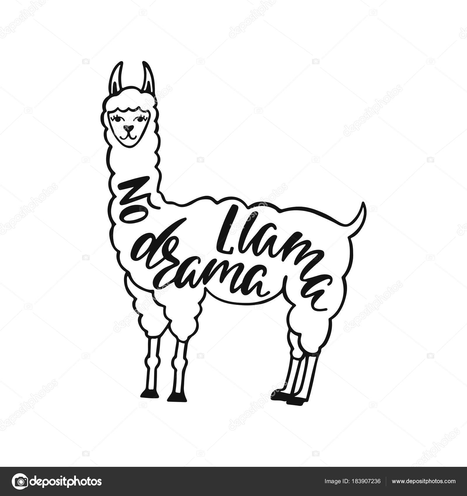 Geen drama Lama. Hand getekende inspiratie citaat over