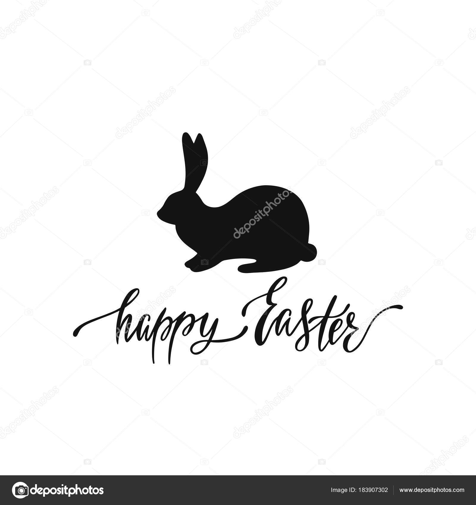 ウサギのシルエットとハッピー イースターのグリーティング カード 手書きのベクトル テキストをレタリングします カリグラフィのフレーズ ストックベクター C Maroshka ウサギのシルエットとハッピー イースターのグリーティング カード 手書きのベクトル テキストをレタリングします カリグラフィのフレーズ ストックベクター C Maroshka