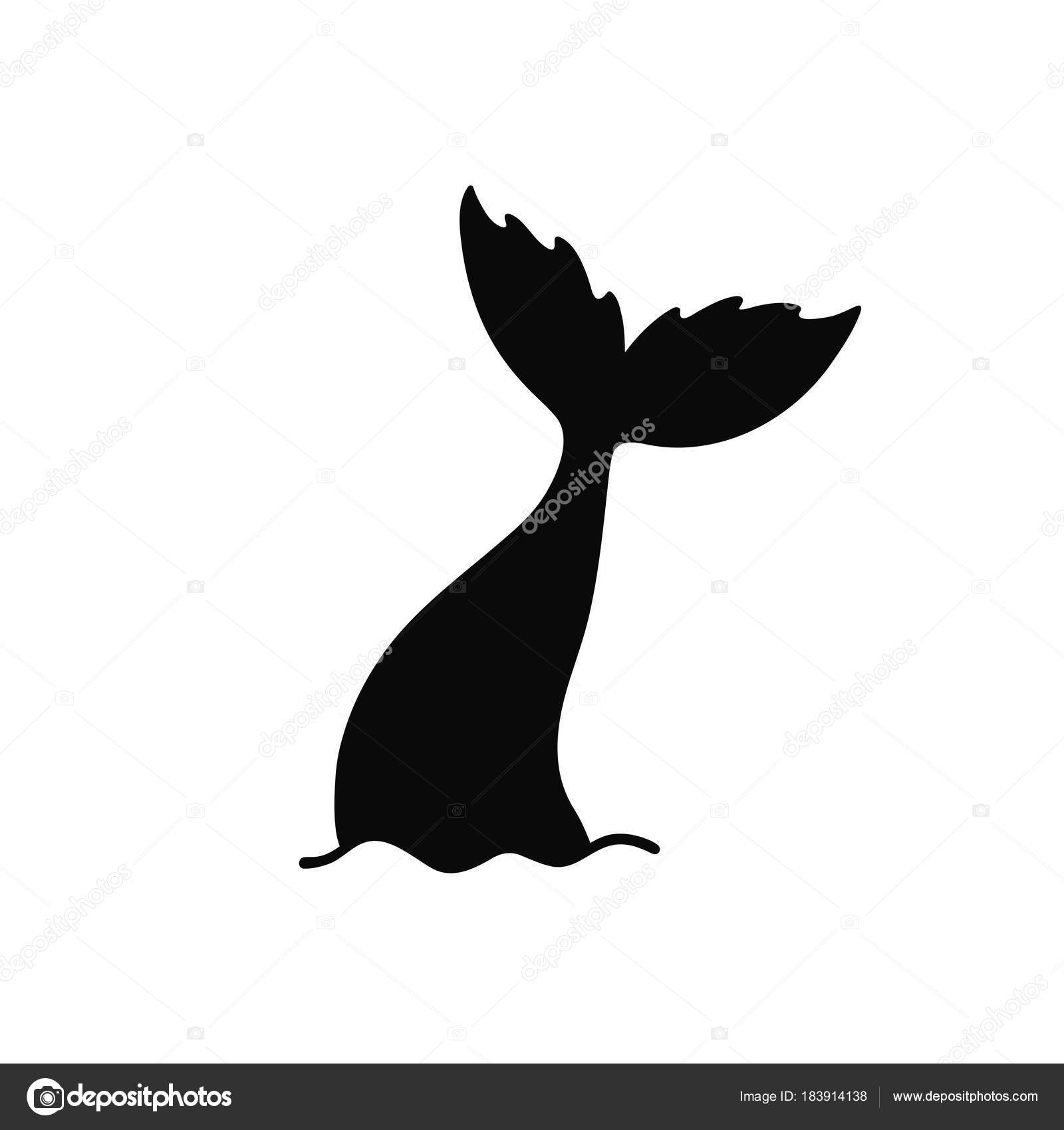 Hand drawn silhouette of mermaid's tail. Vector icon ...