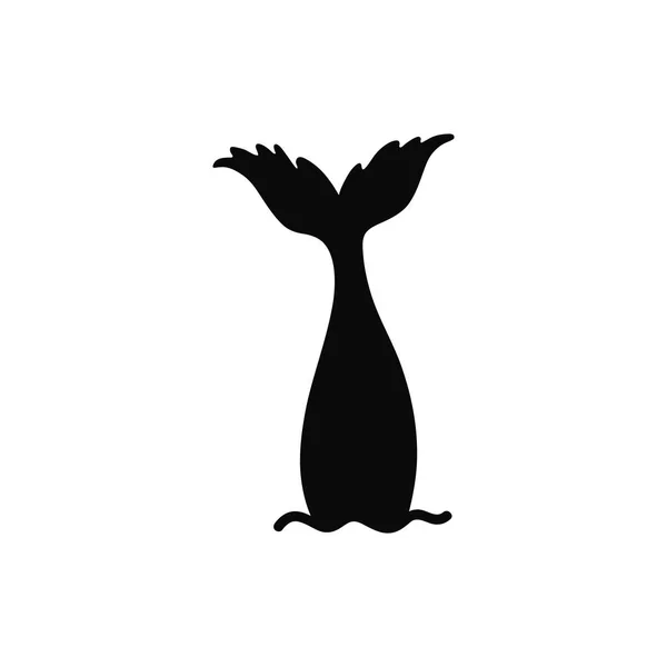 Hand getekende silhouet van mermaid de staart. Vector pictogram geïsoleerd op witte achtergrond. — Stockvector