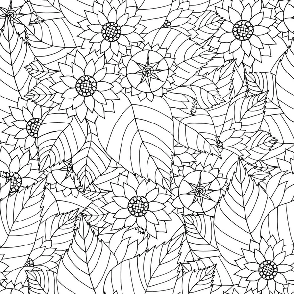 손으로 그린 zentangle 꽃 장식 성인 안티 스트레스. — 스톡 벡터