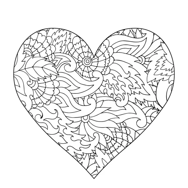 Coeur de fleur dessiné à la main pour adulte anti stress . — Image vectorielle