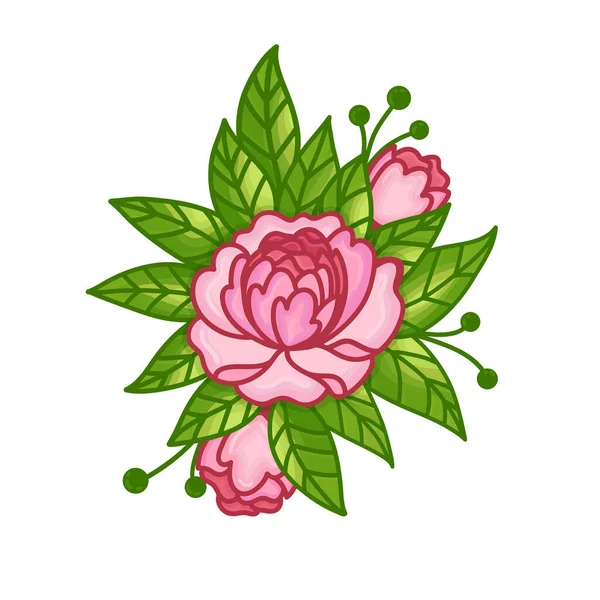 Bouquet of peonies. Hand drawn vector illustration isolated on white background. — Stock Vector