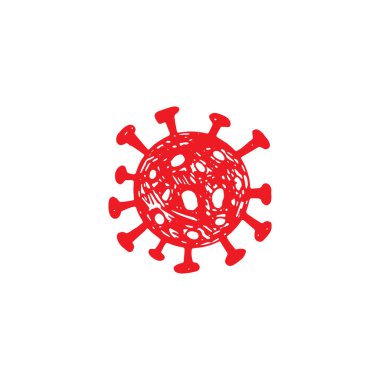 Coronavirus vektör ikonu izole edildi. Salgın hastalık konsepti. Covid-19 yayılmayı önlüyor. El çizimi karalama çizimi.