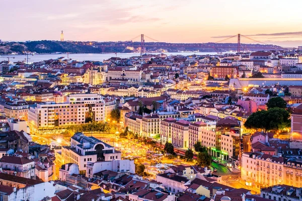 Sunset in Lisbon from the Senhora do Monte viewpoint — Stock Photo, Image