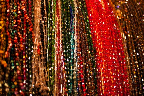 Multi Colored Female Beads Asian Market — Stock Photo, Image