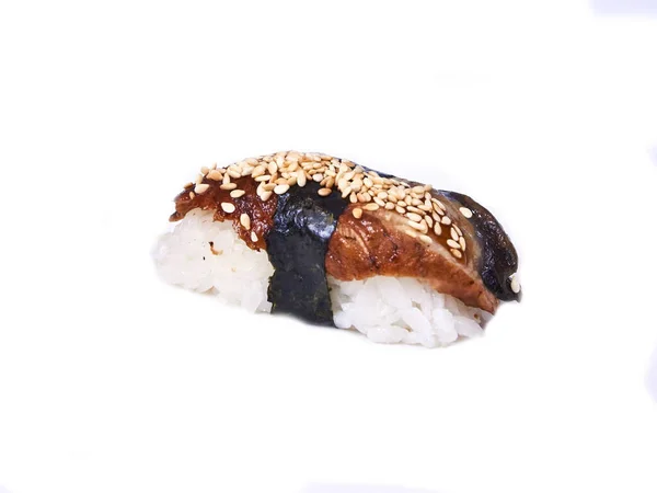 Unagi Sushi Rotoli Isolati Bianco — Foto Stock