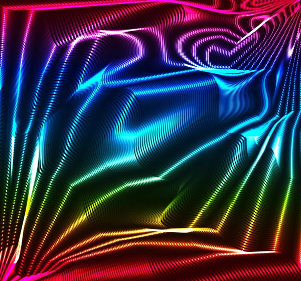 Arrière-plan vectoriel arc-en-ciel, conception de tissu fulled, lignes et courbes au néon sauvage — Image vectorielle