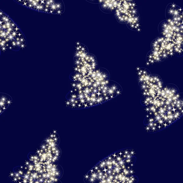 Рождественские елки из звезд, бесшовный векторный периодический фон . — стоковый вектор