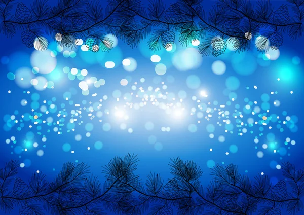 Fondo brillante de Navidad azul, plantilla de tarjeta vectorial de invierno . — Vector de stock