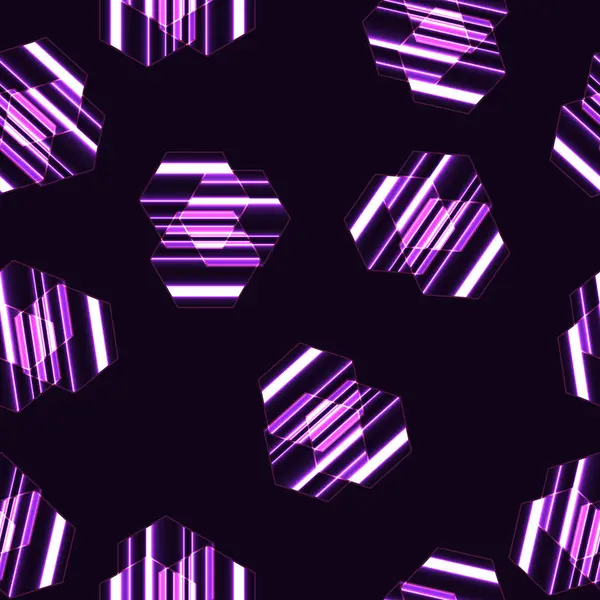 Motif Vectoriel Sans Couture Moderne Fond Hexagonal Rayé Violet — Image vectorielle
