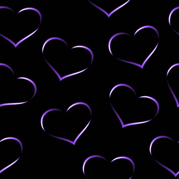 Purple Neon Hearts Seamless Vector Background — Stock Vector