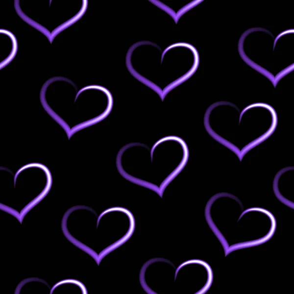 紫心褪色 无缝模式 黑色矢量背景 — 图库矢量图片