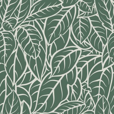 Yaprak döken anahat ile Seamless yeşil modeli.
