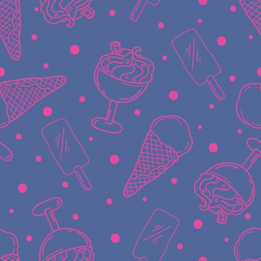 Mor bir arka plan üzerinde dondurma ile Seamless Modeli.