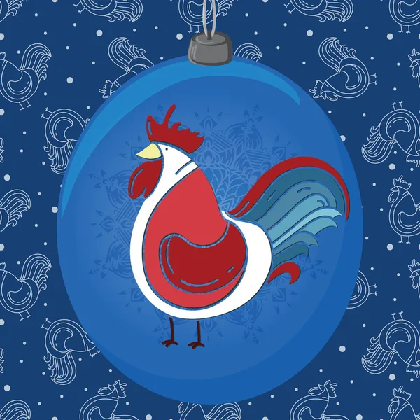 Horoz ve kar taneleri ile Noel top.