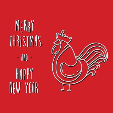 Çizim bir horoz ve yazıt anahat.