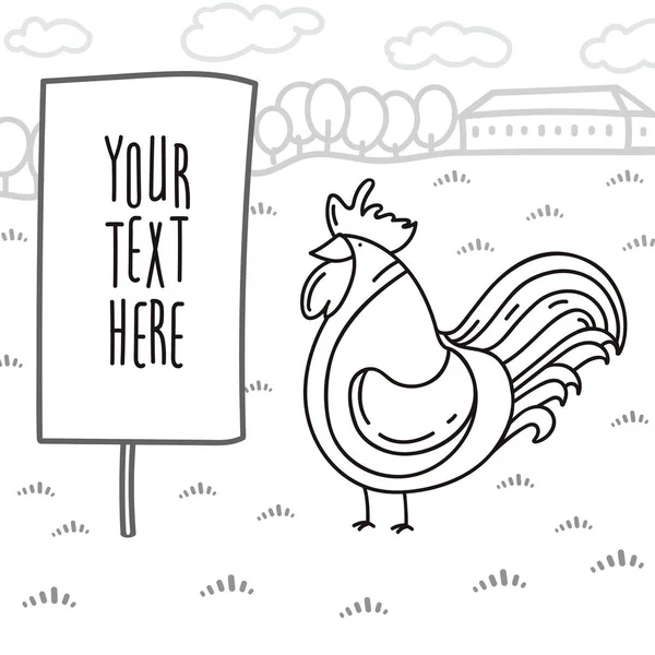 Horoz ve yazıt için bir işaret ile manzara.