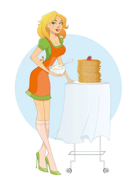Femme avec dessert — Image vectorielle