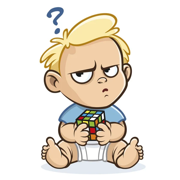 面白い赤ちゃんの少年の感情 — ストックベクタ