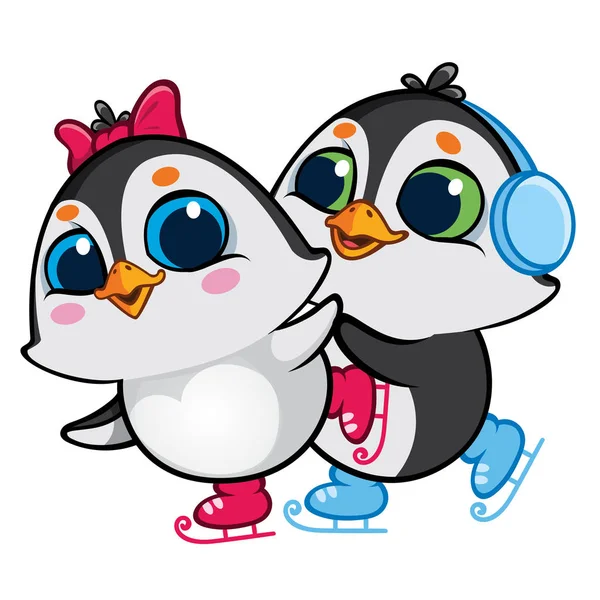 Funny Pinguins Emozioni Character Design — Vettoriale Stock