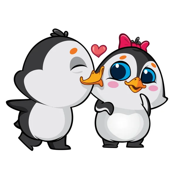 Funny Pinguins Emozioni Character Design — Vettoriale Stock